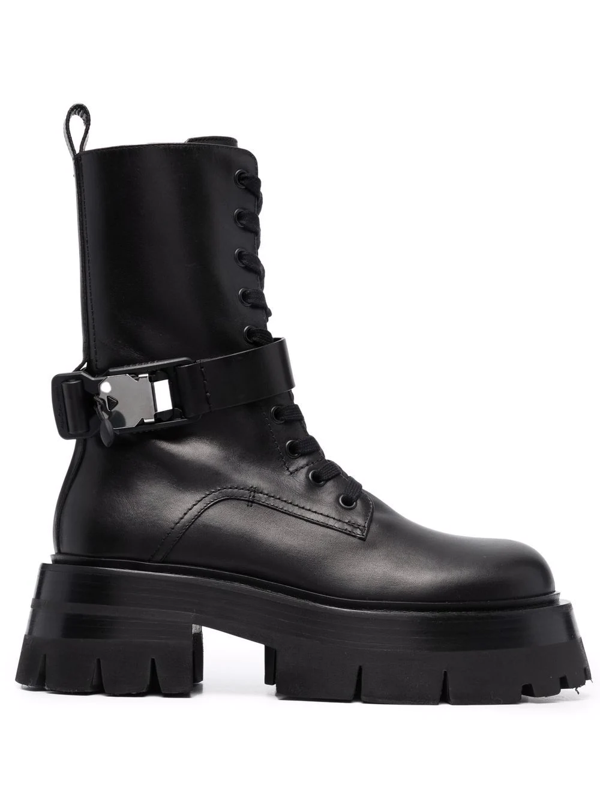 Versace 60mm Leather Combat Boots In Black | ModeSens