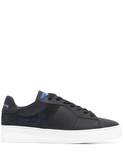 Filling Pieces Low Plain Court Trainers In Black Suede And Leather In Schwarz