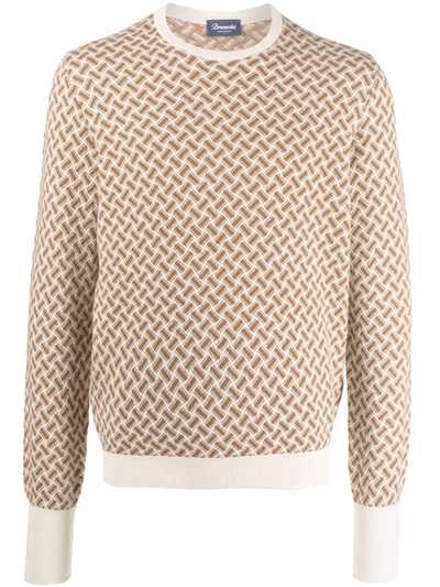 Drumohr Patterned Cashmere-knit Sweater In 中性色