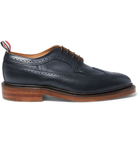 Thom Browne Navy Leather Longwing Brogues | ModeSens