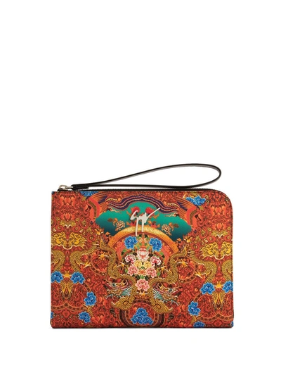Giuseppe Zanotti Fabian Abstract-print Clutch Bag In Black
