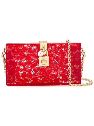 Dolce & Gabbana Red Plexiglass Taormina Lace Clutch Borse Bag Box
