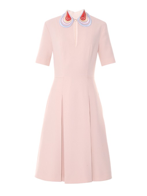 Christopher Kane Lace-collar Crepe Midi Dress In Dusky-pink | ModeSens