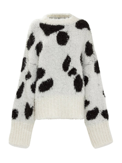 Attico Cow-print Knitted Jumper In White