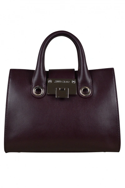 Jimmy Choo Luxury Handbag    Mini Riley Model Handbag In Burgundy Leather In #800020