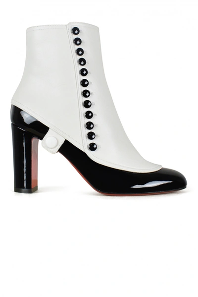 Christian Louboutin Women's Luxury Boots   Louboutin Joli Fifre Ankle Boots In Black And White Leather