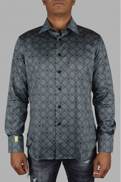Billionaire Ls Milano Floral Geometric Shirt In Gray