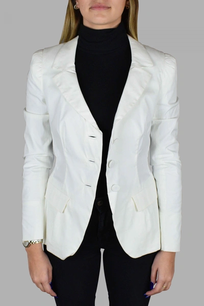 Prada Women's Luxury Jacket    White Blazer With Scalloped Collar