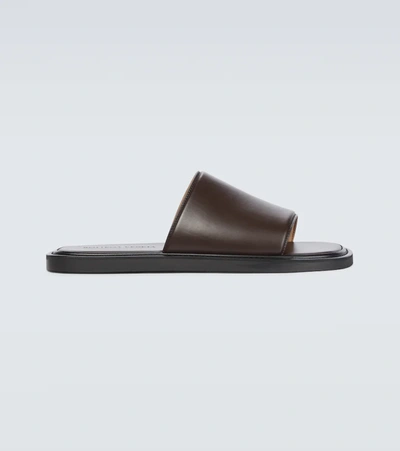 Bottega Veneta Band Leather Sandals In Brown