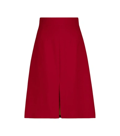 Dolce & Gabbana Wool Crêpe Midi Skirt In Red