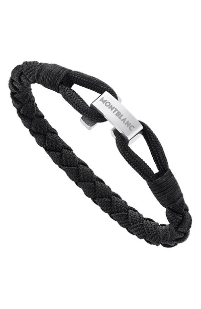 Montblanc Men's Braided Nylon & Steel Logo Bracelet In Black