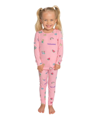 Lovey & Grink Kids' Girl's Mixed-print 2-piece Pajama Set In Blue