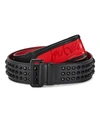 Christian Louboutin Men's Loubi Sneaker Spiked Belt In Red/black
