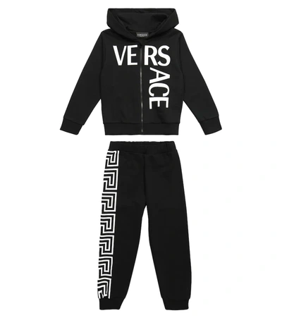 Versace Kids' Logo-print Hooded Tracksuit Set In Black