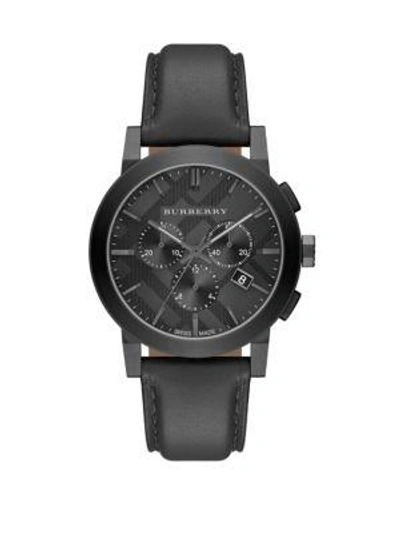 Burberry Round Stainless Steel Chronograph Watch In Black