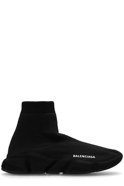 Balenciaga Speed 2.0 Faux Fur Knit Sock Sneakers In Black