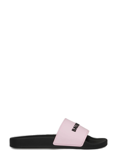 Balenciaga Rubber Pool Slide Sandals In Pink
