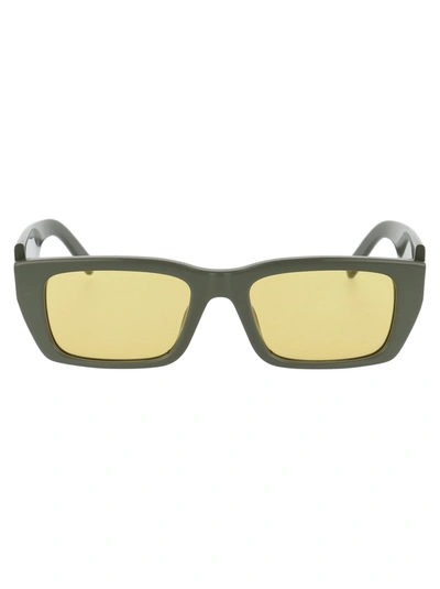 Palm Angels 18mm Rectangle Logo Sunglasses In Grey