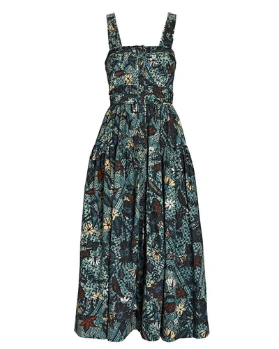 Ulla Johnson Isabela Batik Poplin Midi Dress In Multi