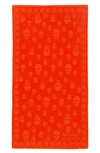 Alexander Mcqueen Tonal Skull Towel In Orange