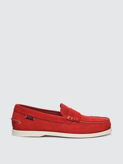 Sebago Portland Flesh Out Boat Shoe In Red