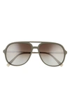 Ferragamo Lifestyle 60mm Aviator Sunglasses In Matte Khaki / Khaki Gradient