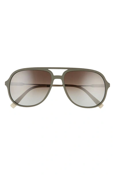 Ferragamo Lifestyle 60mm Aviator Sunglasses In Matte Khaki / Khaki Gradient