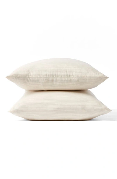 Coyuchi Crinkled Organic Percale Pillowcases In Undyed W/ Hazel-rosehip