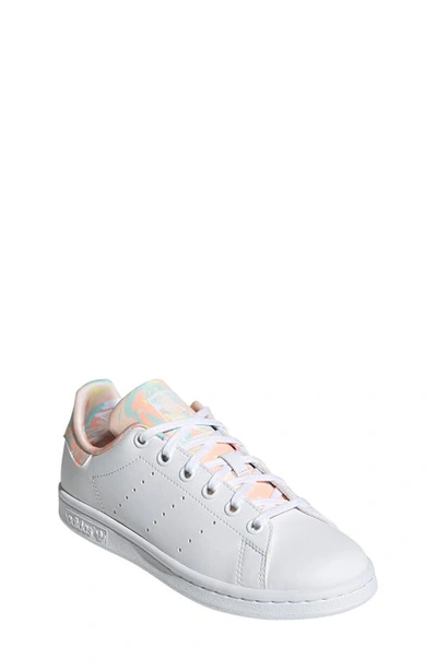 Adidas Originals Kids' Stan Smith Low Top Sneaker In White/ Coral