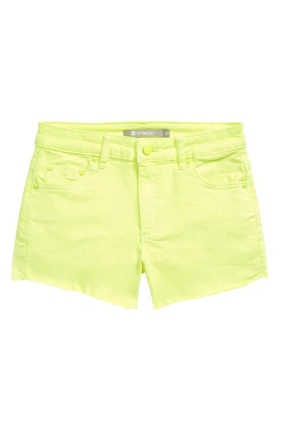 Tractr Kids' Neon Denim Shorts In Neon Yellow