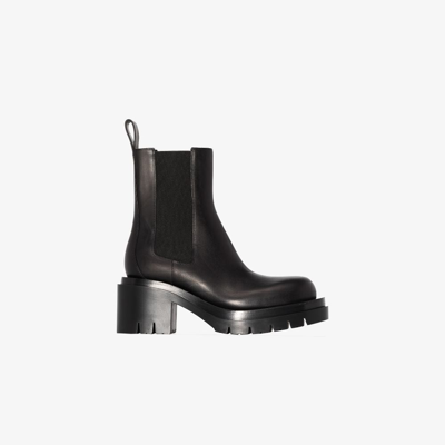 Bottega Veneta Wardrobe 02 Lug Block-heel Leather Ankle Boots In Black