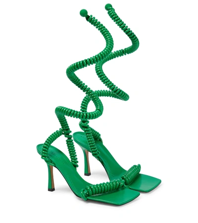 Bottega Veneta Wire Stretch Rubber And Leather Sandals In Green