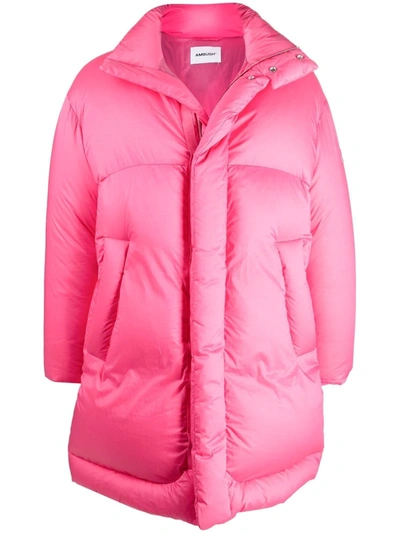 Ambush Oversized Padded Down Coat In Pink Pink