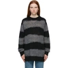 Acne Studios Grey & Black Distressed Striped Sweater In Grey,black