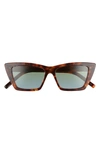 Saint Laurent 53mm Cat Eye Sunglasses In Havana/ Green Gradient