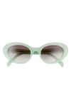 Celine 53mm Cat Eye Sunglasses In Milky Light Green/ Smoke