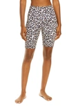 Onzie High Waist Bike Shorts In Gold Cheetah