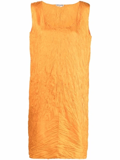 Pre-owned Issey Miyake 2000s Sleeveless Knee-length Dress In Orange
