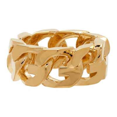 Givenchy Gold G Chain Ring In Silvery
