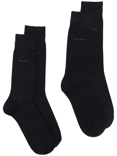 Hugo Boss Logo-print Socks In Blue