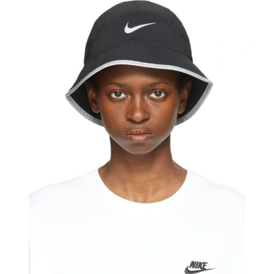 Nike Black Dri-fit Perforated Running Bucket Hat In 010 Black