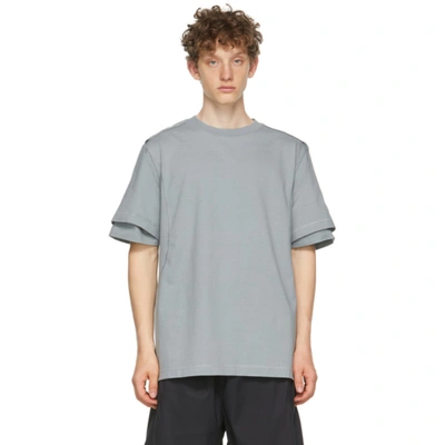 Affix Grey Heavy Jersey Dual Sleeve T-shirt In Silver Grey