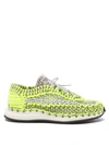 Valentino Garavani Green & Grey Crochet Sneakers In Grey/lime