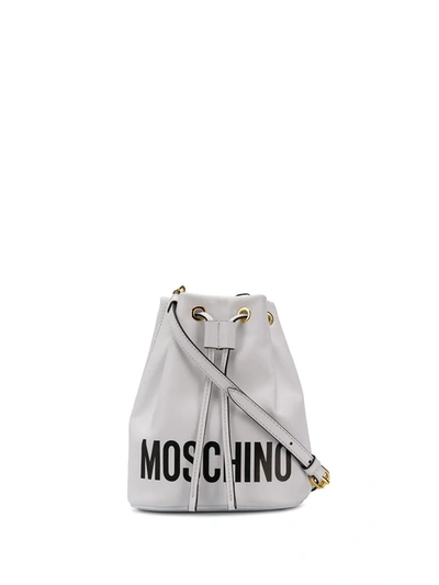 Moschino Logo Bucket Bag In White
