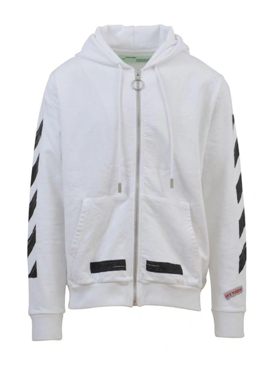 Off-white Brushed Paint Hoodie In White