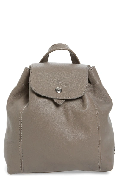 Longchamp Extra Small Le Pliage Cuir Backpack - Grey In Pebble