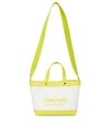 Tom Ford Canvas Mini Logo Shopping Tote Bag In White Yellow