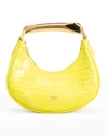 Tom Ford Bianca Mini Mock-croc Hobo Top Handle Bag In Acid Yellow