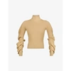 Bottega Veneta Womens Mousse Spiral-sleeve Silk-knit Top M In Beige