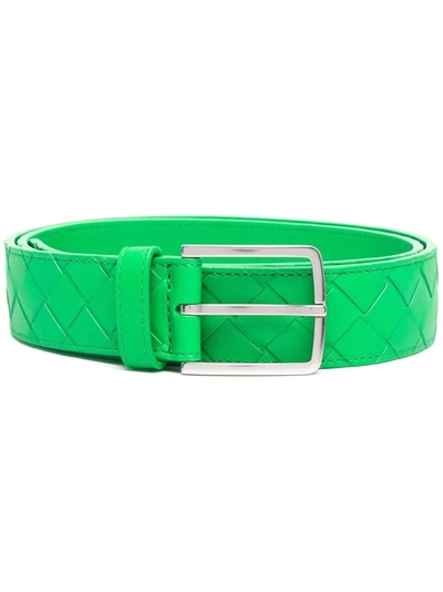 Bottega Veneta 3.5cm New Intreccio Buckle Leather Belt In Parakeet